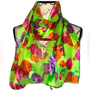 🍒Vintage Rainbow Bright Fruit Print Scarf